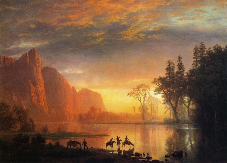 Albert Bierstadt Oil Painting Yosemite Valley Sunset - Click Image to Close